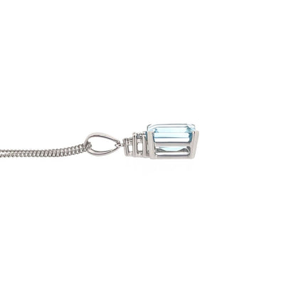 9ct White Gold Blue Topaz & Diamond Set Pendant Necklace