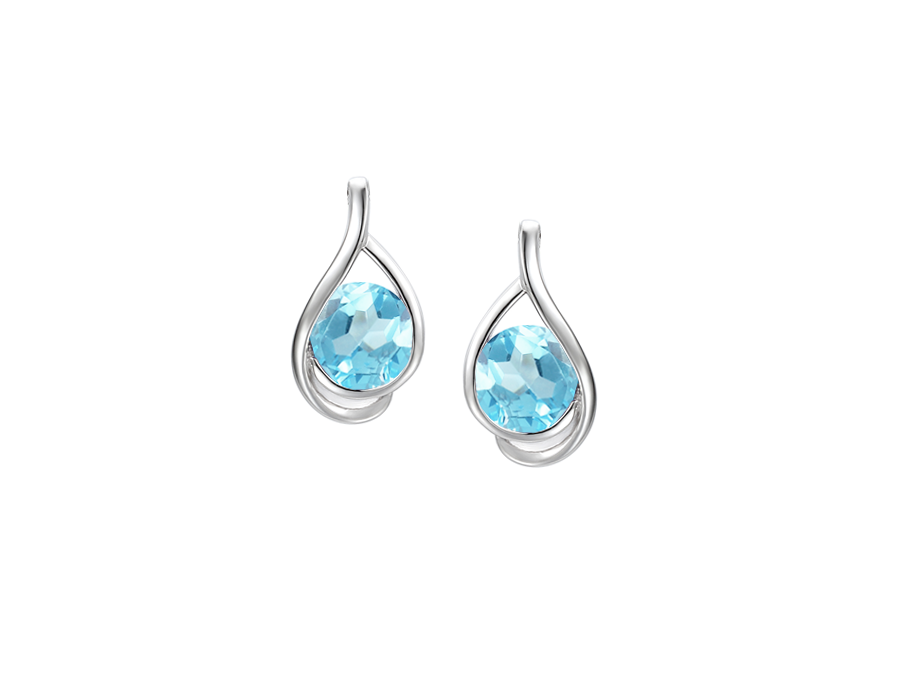 9ct White Gold Blue Topaz Set Fancy Stud Earrings