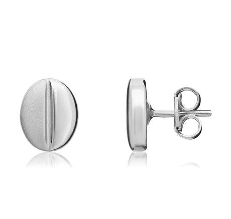 9ct White Gold Coffee Bean Stud Earrings