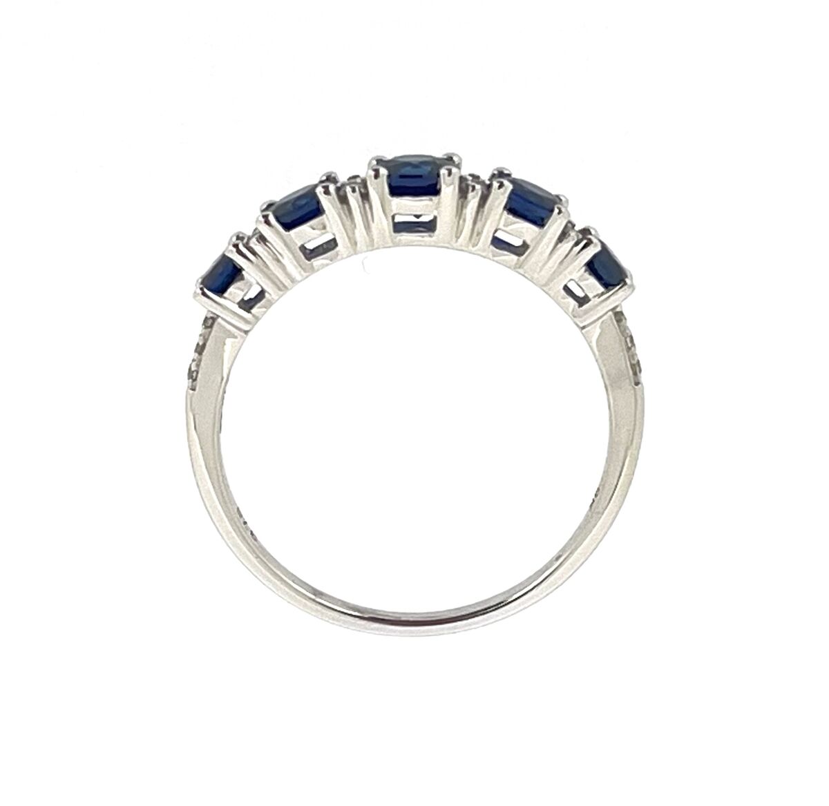 9ct White Gold Graduated Sapphire & Diamond Set Dress Ring