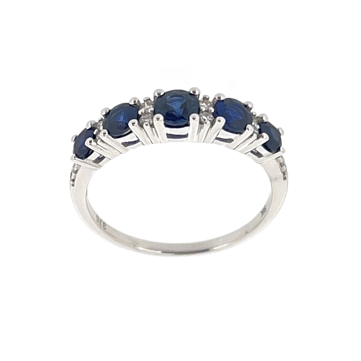 9ct White Gold Graduated Sapphire & Diamond Set Dress Ring
