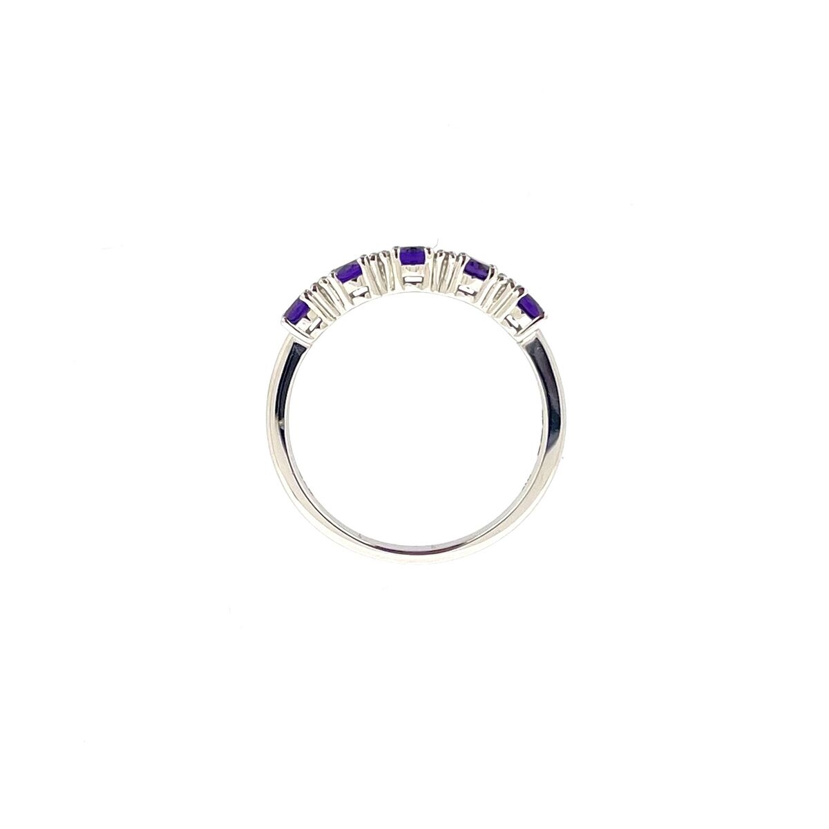 9ct White Gold Oval Amethyst & Diamond Set Dress Ring