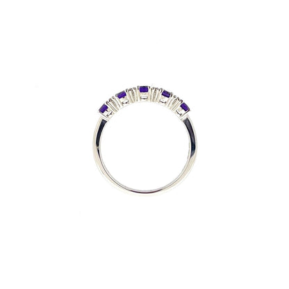 9ct White Gold Oval Amethyst & Diamond Set Dress Ring
