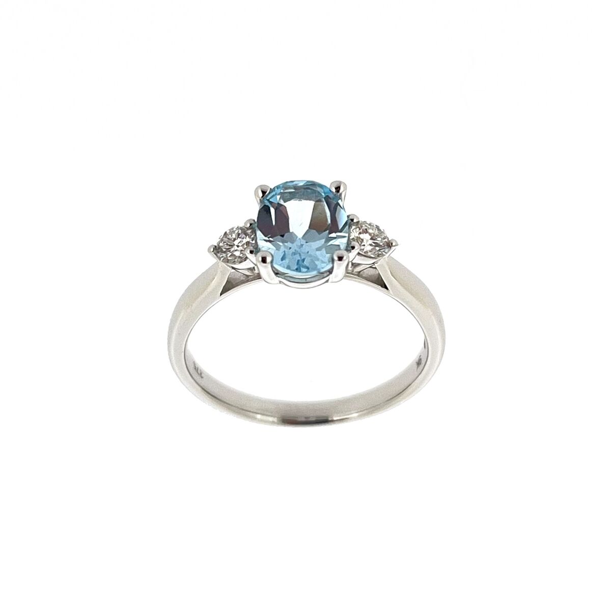 9ct White Gold Oval Blue Topaz & Diamond Set Dress Ring