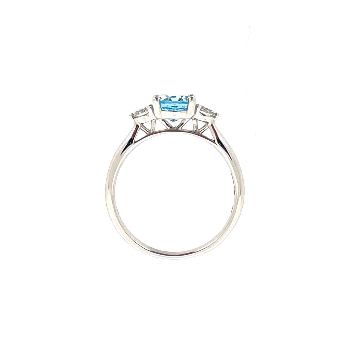 9ct White Gold Oval Blue Topaz & Diamond Set Dress Ring