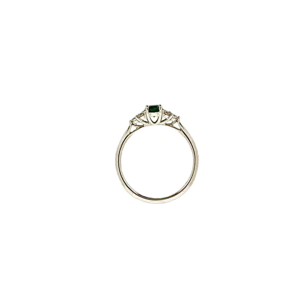 9ct White Gold Oval Cut Emerald & Diamond Set Dress Ring
