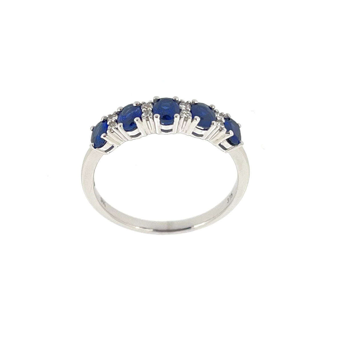 9ct White Gold Oval Sapphire & Diamond Set Dress Ring