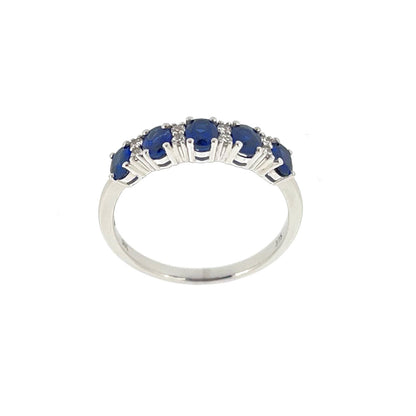 9ct White Gold Oval Sapphire & Diamond Set Dress Ring