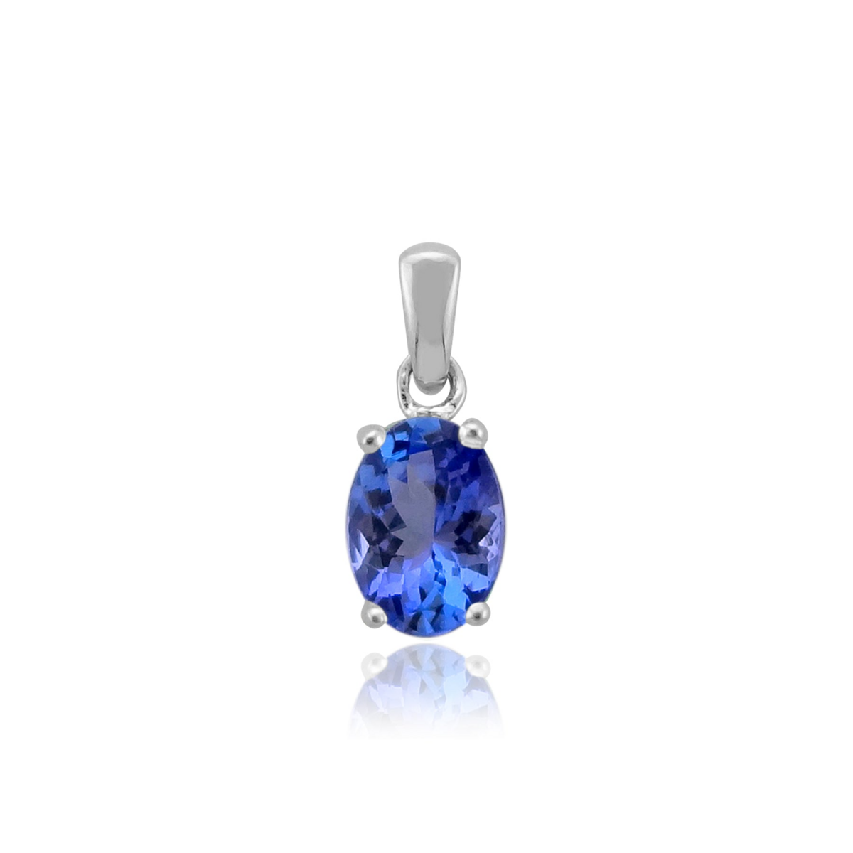 9ct White Gold Oval Tanzanite Pendant Necklace