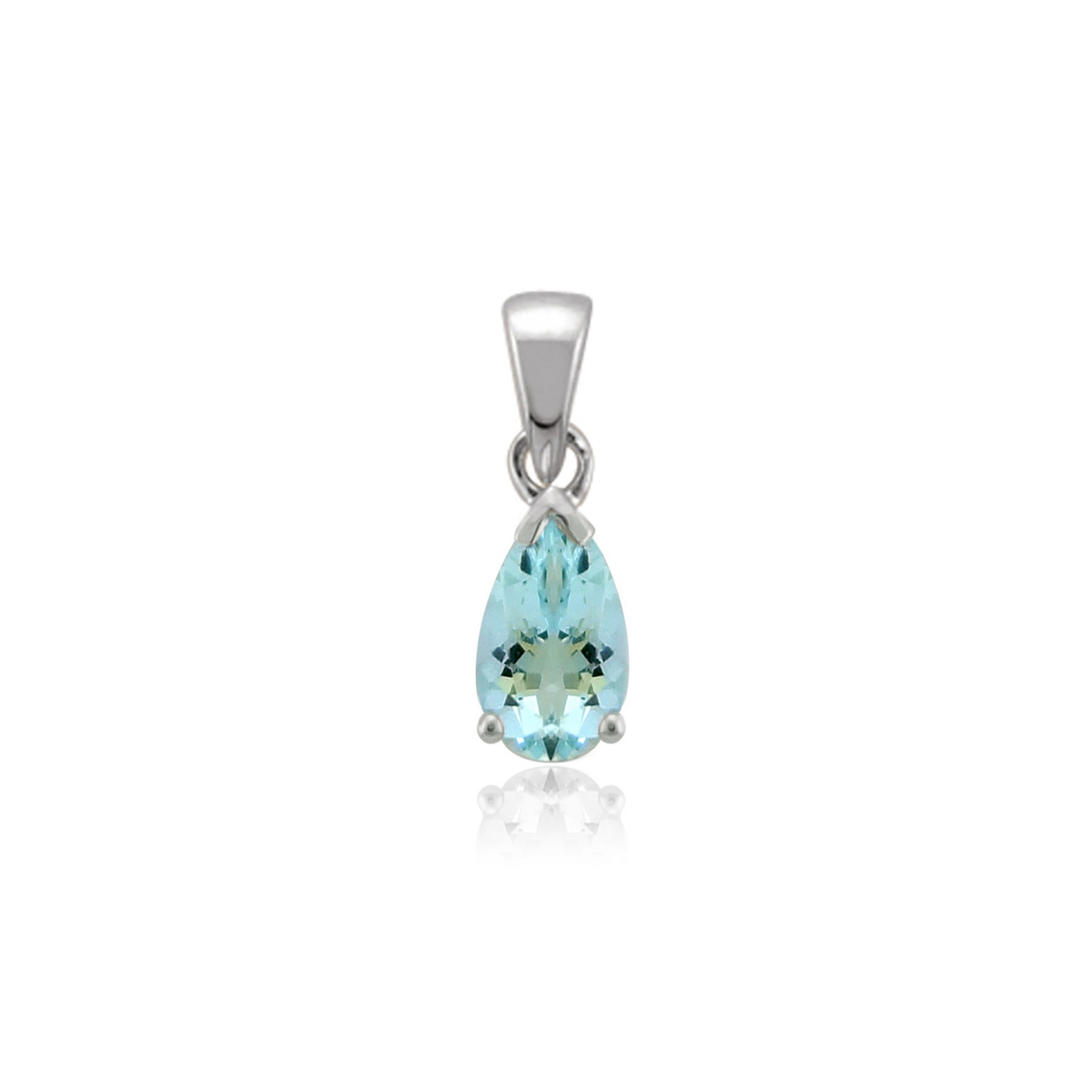 9ct White Gold Pear Shape Aquamarine Set Pendant Necklace