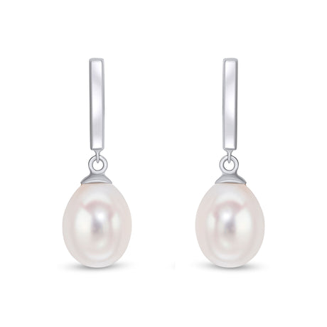 9ct White Gold Pearl Set Drop Earrings