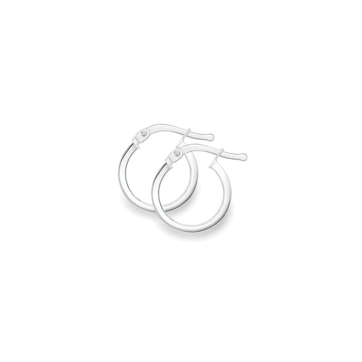9ct White Gold Plain Polished 10mm Hoop Earrings