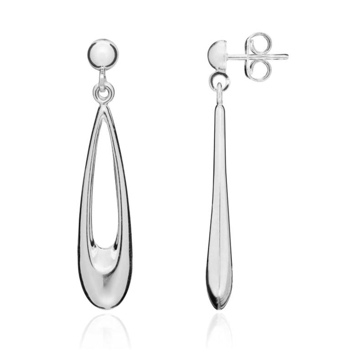 9ct White Gold Polished Open Pear-Shaped Drop Earrings