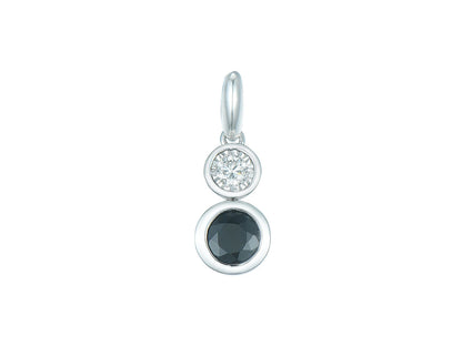 9ct White Gold Rubover Set Sapphire & Diamond Pendant Necklace