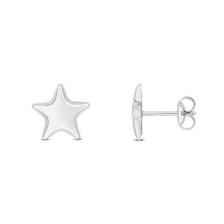 9ct White Gold Star Polished Stud Earrings
