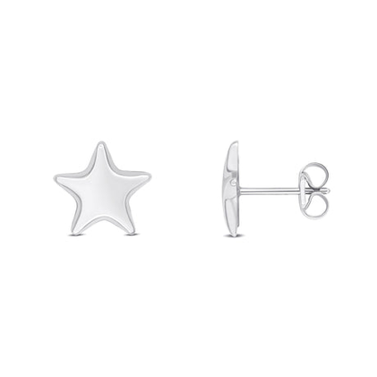 9ct White Gold Star Polished Stud Earrings