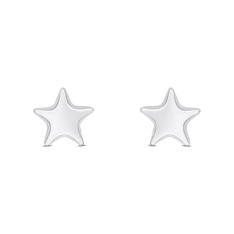 9ct White Gold Star Polished Stud Earrings