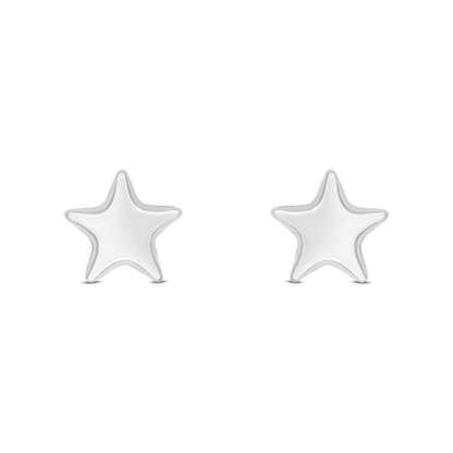 9ct White Gold Star Polished Stud Earrings