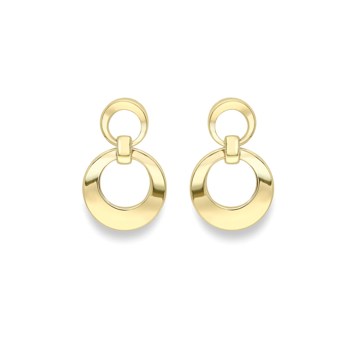 9ct Yellow Gold Double Circle Drop Earrings