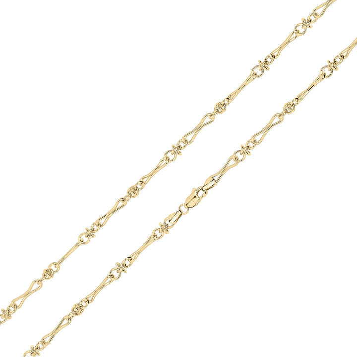 9ct Yellow Gold Handmade Pinched Bar & Knot Link Bracelet