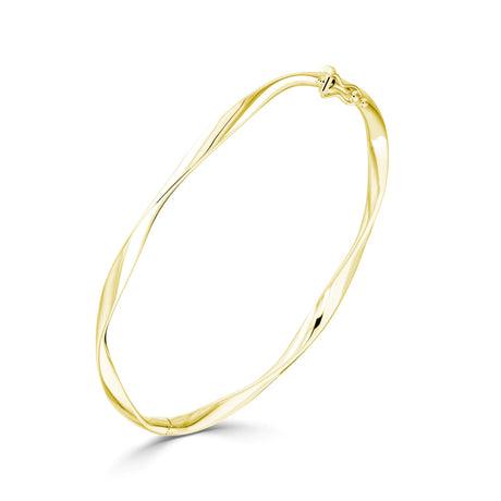 9ct Yellow Gold Loose Twist Design Hinged Bangle