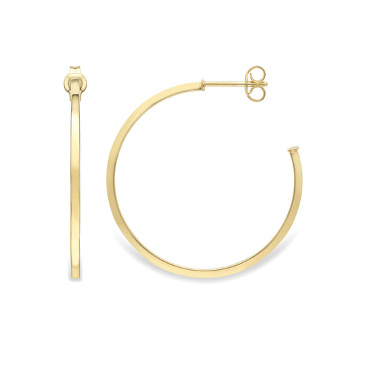 9ct Yellow Gold Plain Polished Hoop Earrings