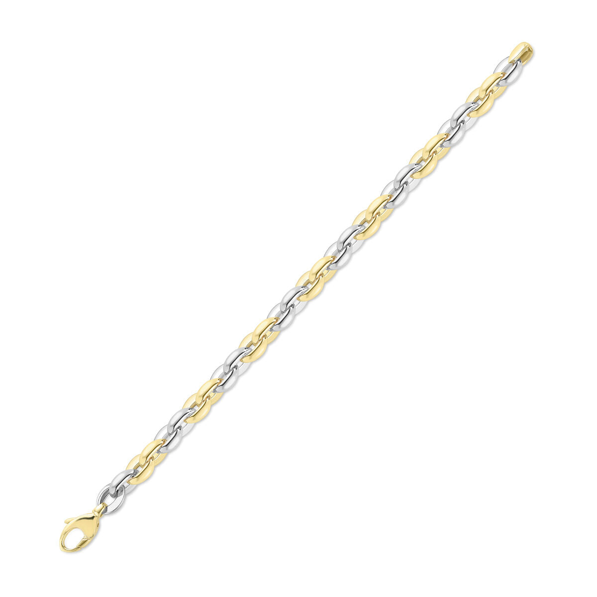 9ct Yellow & White Gold Two Tone Squared Oval Link Bracelet