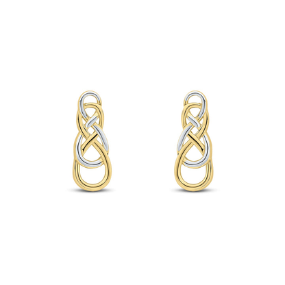 9ct Yellow & White Gold Two Tone Fancy Figure of Eight Drop Earrings