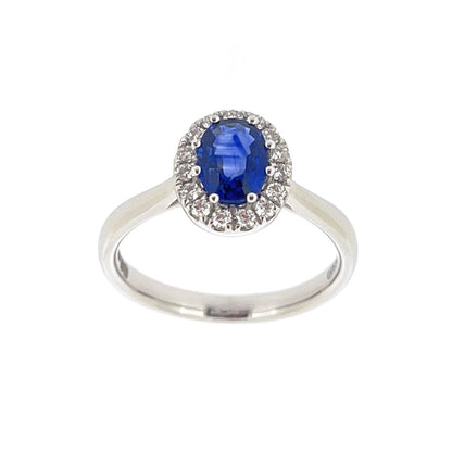 Platinum Oval Sapphire & Diamond Set Cluster Ring