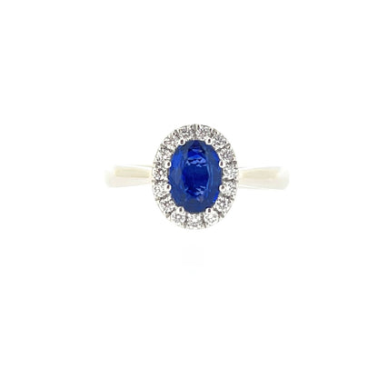Platinum Oval Sapphire & Diamond Set Cluster Ring
