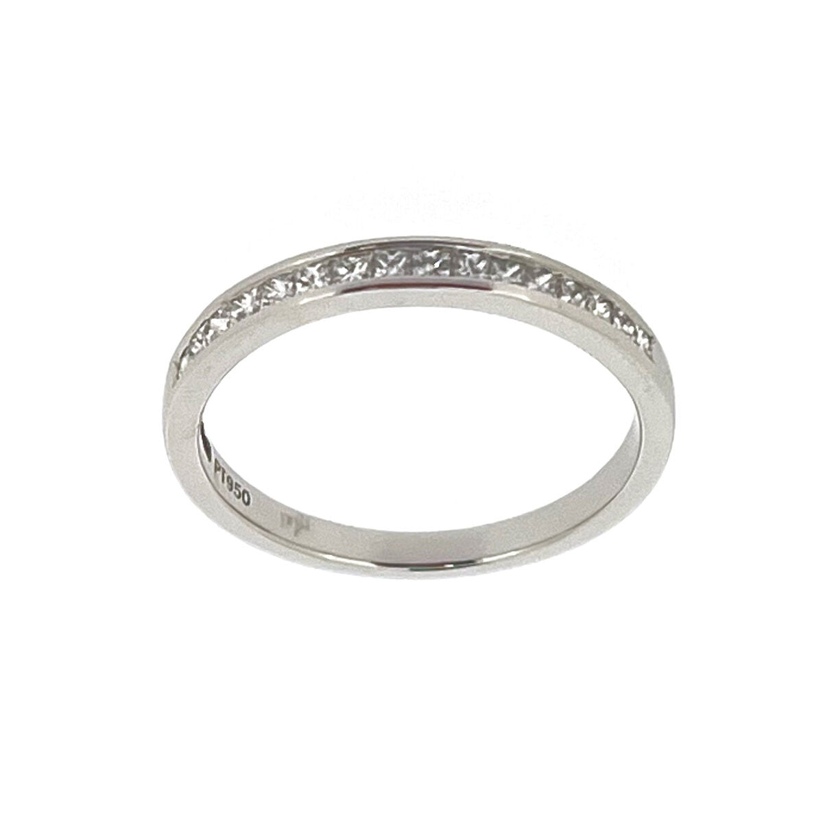 Platinum 0.30ct Princess Cut Diamond Channel Set Half Eternity Ring