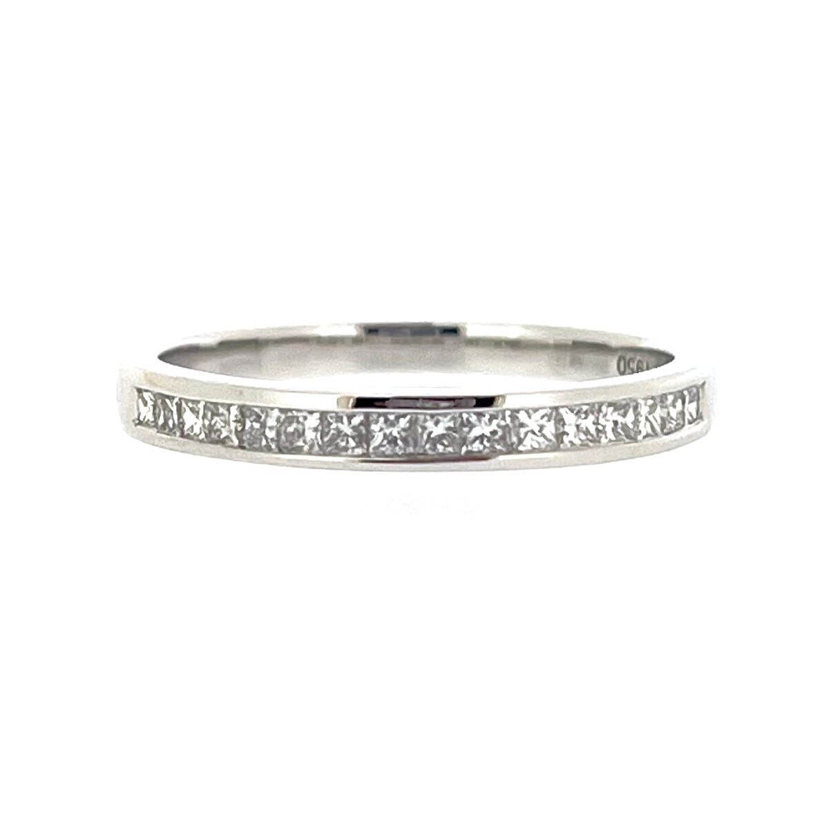 Platinum 0.30ct Princess Cut Diamond Channel Set Half Eternity Ring