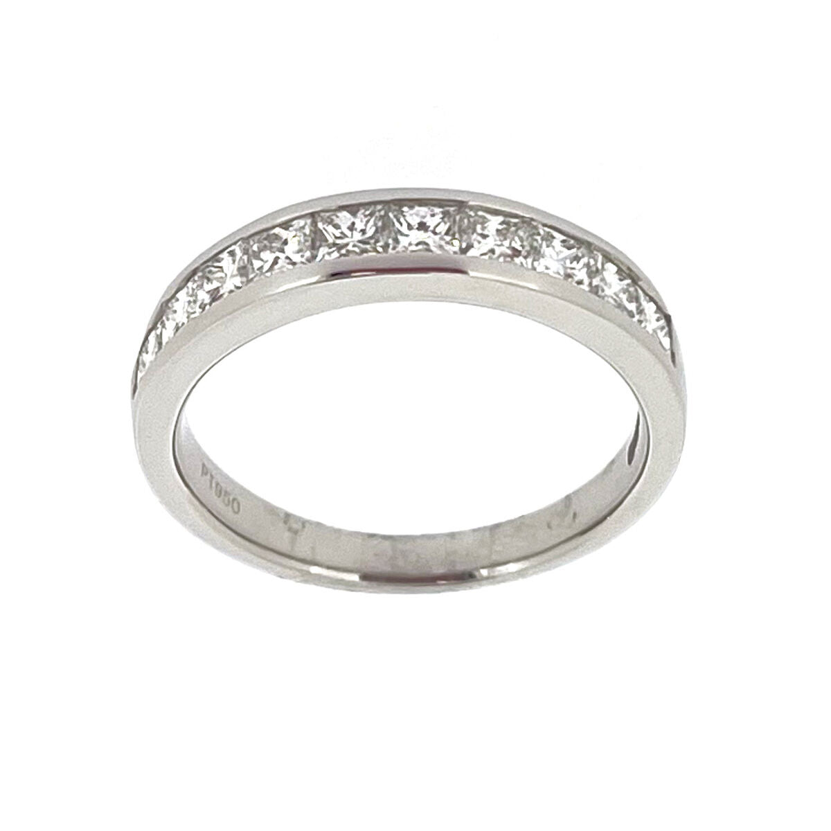 Platinum 1.00ct Princess Cut Diamond Channel Set Half Eternity Ring