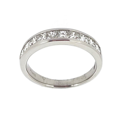 Platinum 1.00ct Princess Cut Diamond Channel Set Half Eternity Ring