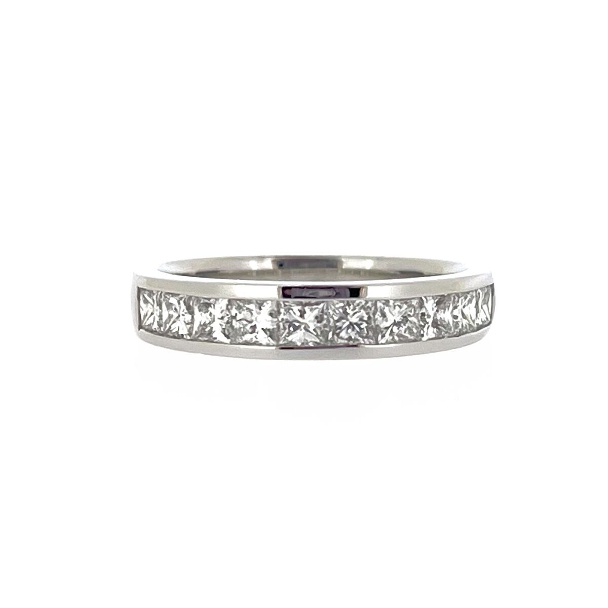 Platinum 1.00ct Princess Cut Diamond Channel Set Half Eternity Ring