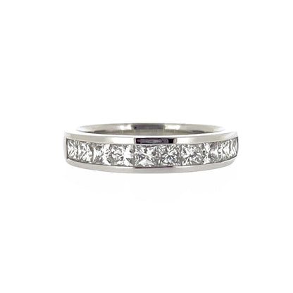 Platinum 1.00ct Princess Cut Diamond Channel Set Half Eternity Ring