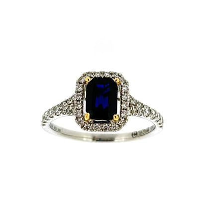 Platinum & 18ct Gold Sapphire & Diamond Set Cluster Ring