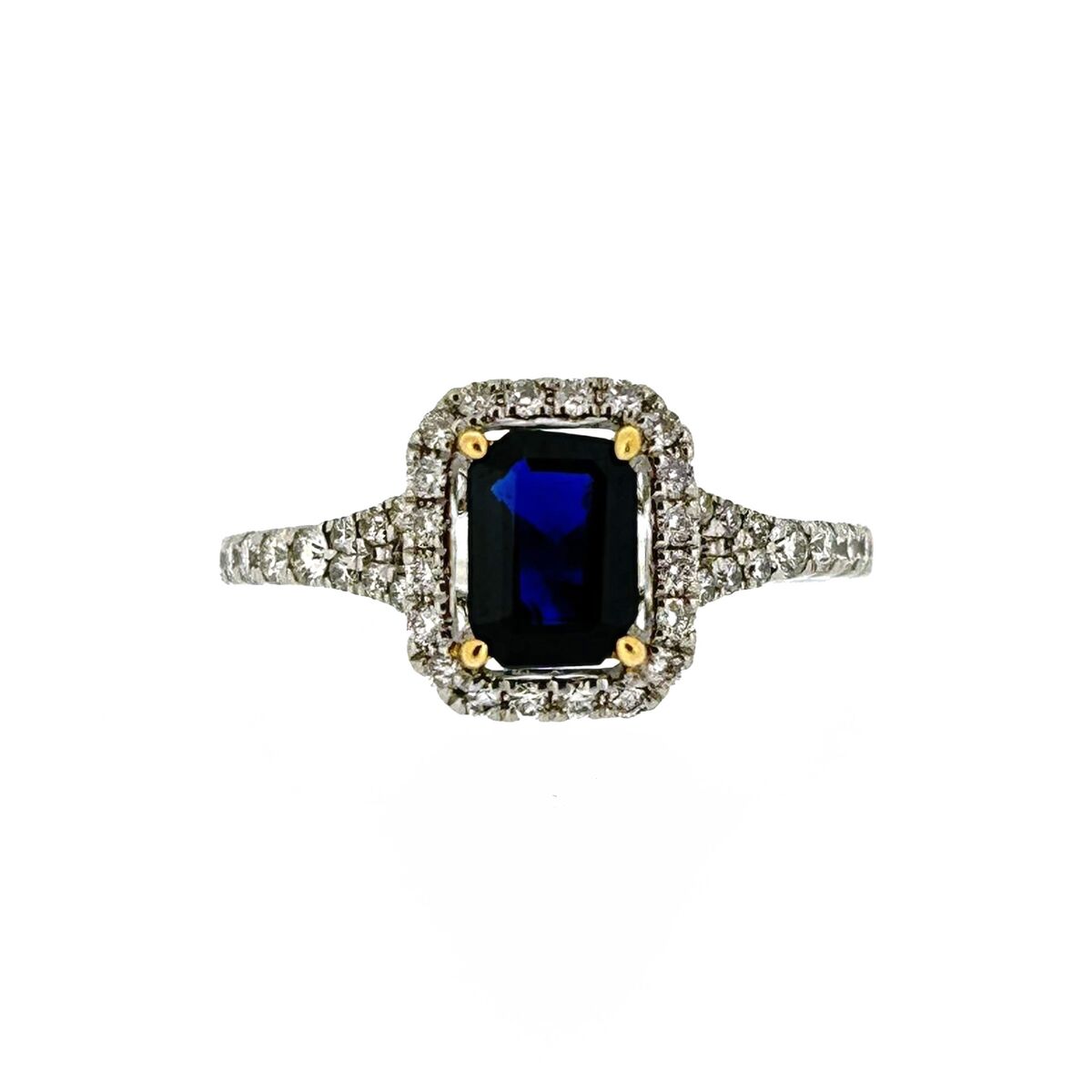 Platinum & 18ct Gold Sapphire & Diamond Set Cluster Ring