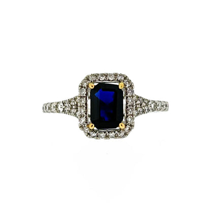 Platinum & 18ct Gold Sapphire & Diamond Set Cluster Ring