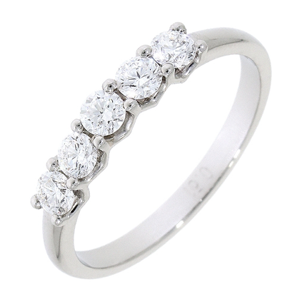 Platinum Claw Set Diamond 0.48ct Five Stone Half Eternity Ring