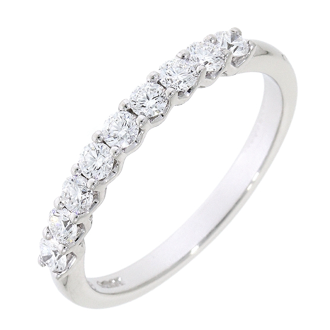 Platinum Claw Set Diamond 0.49ct Nine Stone Half Eternity Ring