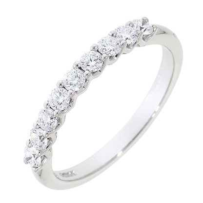 Platinum Claw Set Diamond 0.49ct Nine Stone Half Eternity Ring