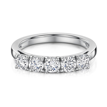 Platinum Claw Set Diamond 0.56ct Five Stone Half Eternity Ring