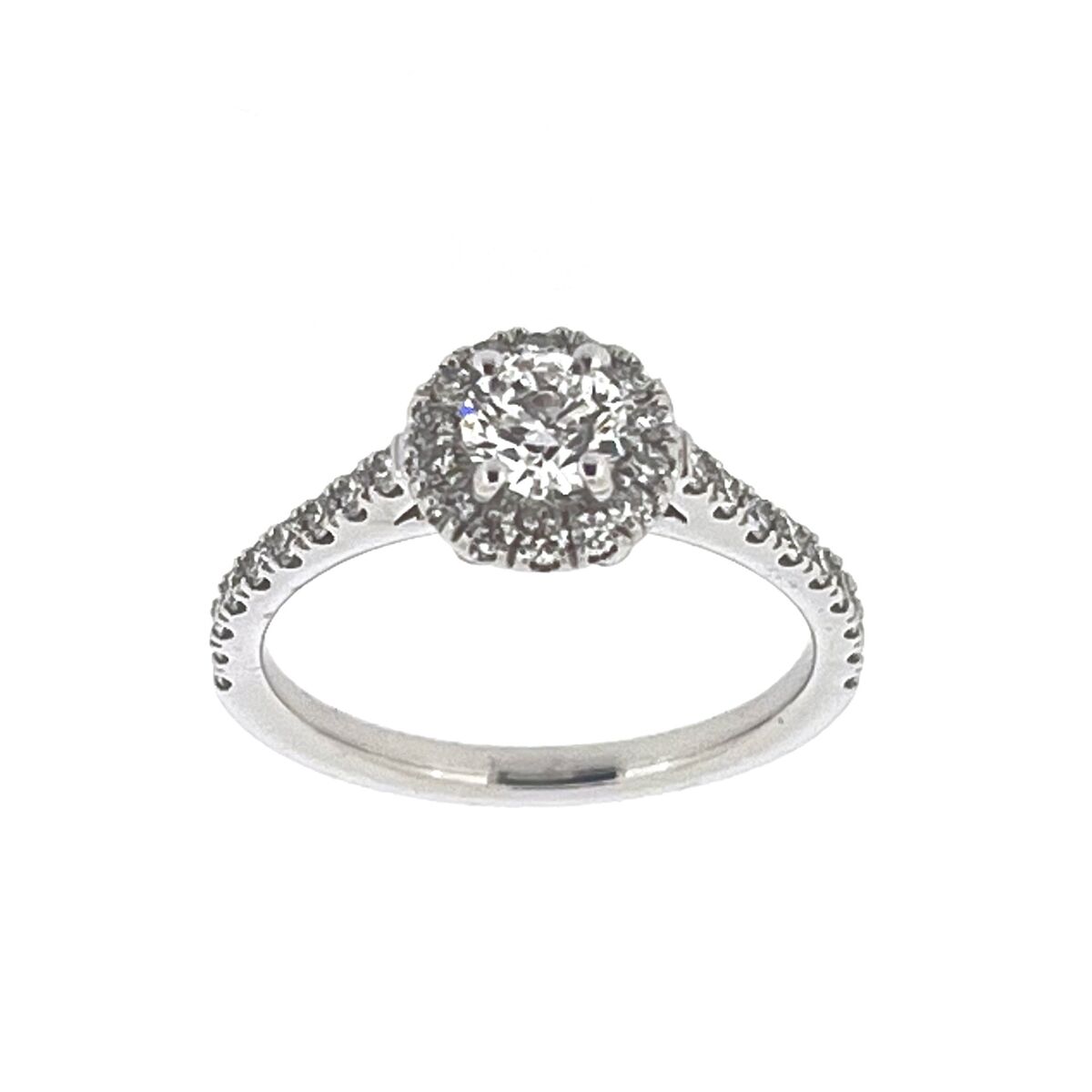 Platinum Claw Set Diamond Halo Cluster Dress Ring