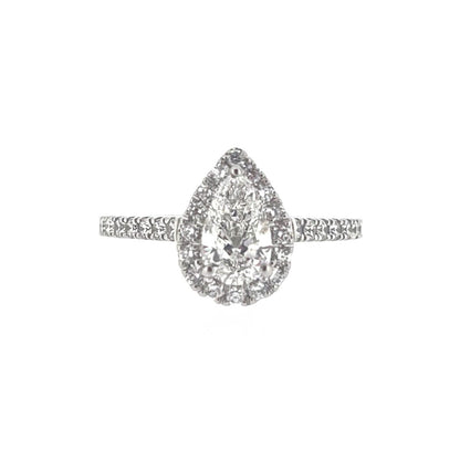 Platinum Claw Set Pear Shaped Diamond Halo Cluster Dress Ring