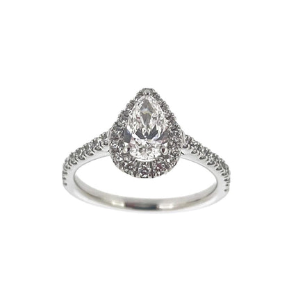 Platinum Claw Set Pear Shaped Diamond Halo Cluster Dress Ring