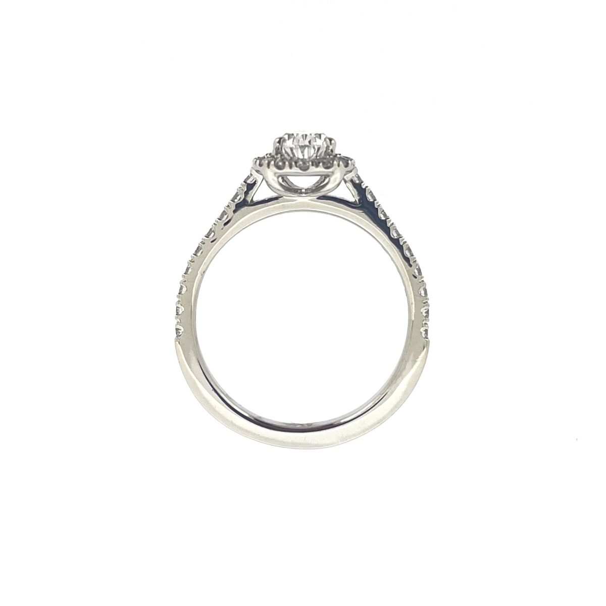 Platinum Claw Set Pear Shaped Diamond Halo Cluster Dress Ring