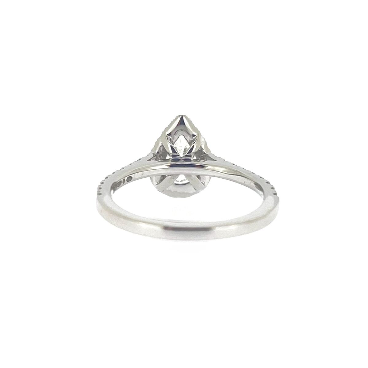 Platinum Claw Set Pear Shaped Diamond Halo Cluster Dress Ring