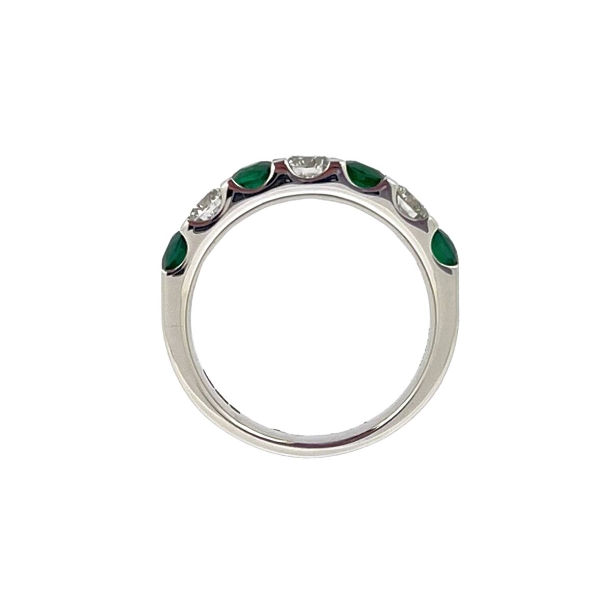 Platinum Emerald & Diamond Seven Stone Half Eternity Ring