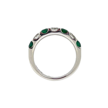 Platinum Emerald & Diamond Seven Stone Half Eternity Ring